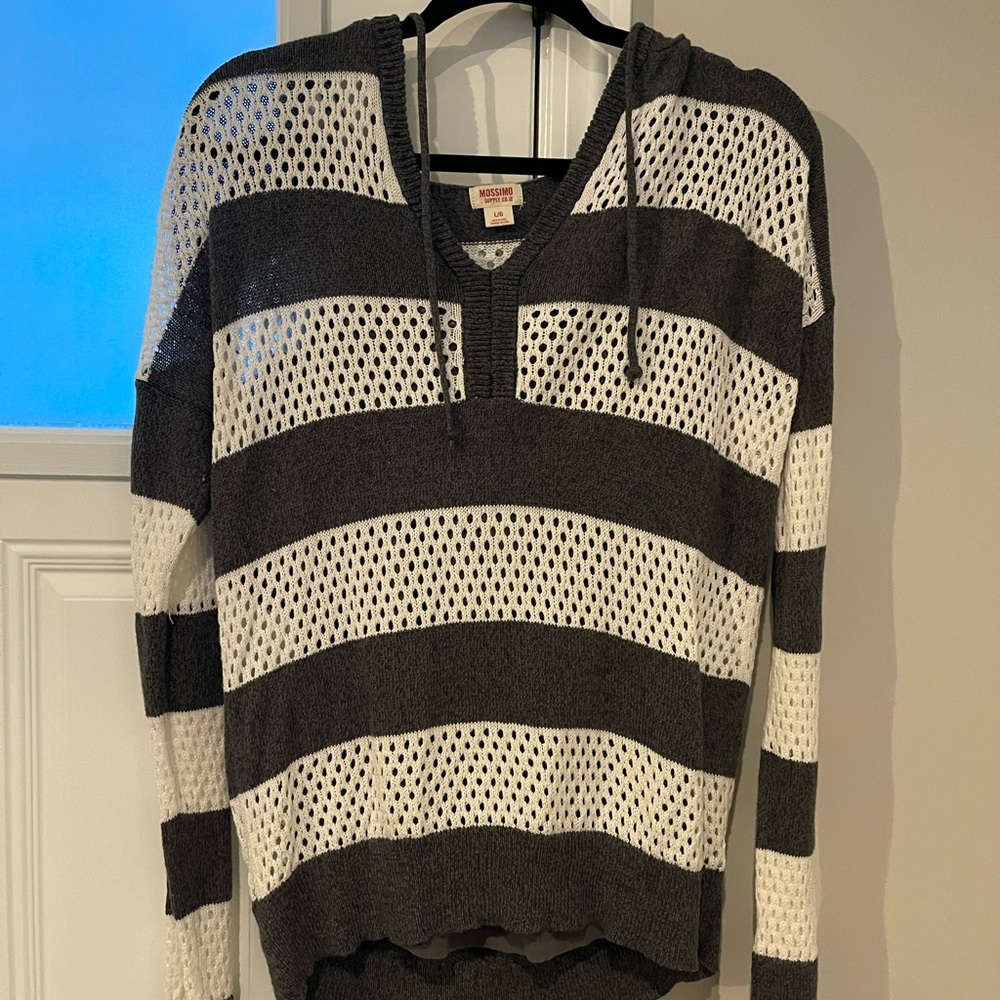Mossimo Supply Co. Gray and White Striped Hoodie